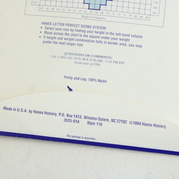 Vintage 1980s 1990s Pantyhose, New NOS Hanes Too, Size AB in Black, Sheer - Picture 2 of 10